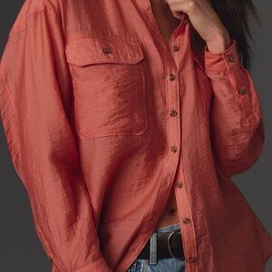 Anthropology Coral Button-Up Shirt